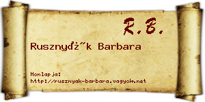 Rusznyák Barbara névjegykártya