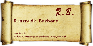 Rusznyák Barbara névjegykártya